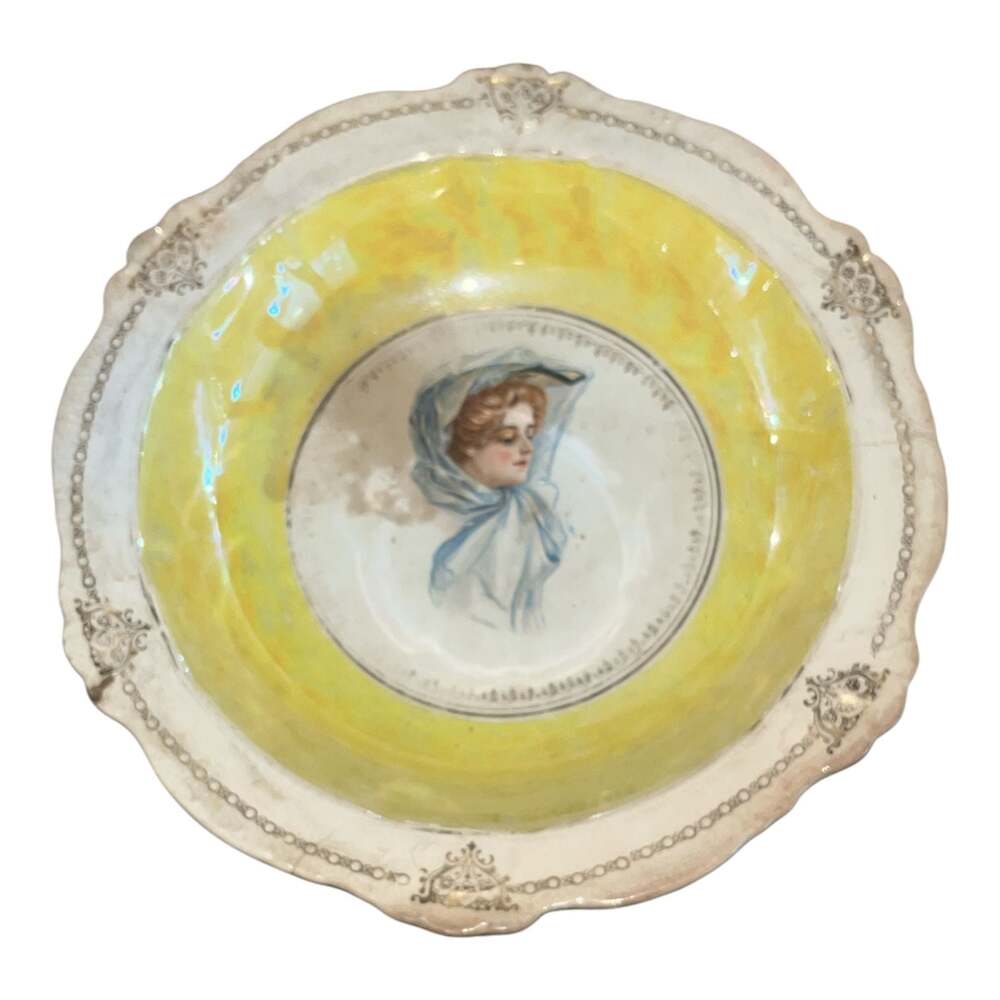 ANTIQUE PORCELAIN LIMOGES LA SEYNIE FRANCE "BEAUTIFUL GIRL" BOWL